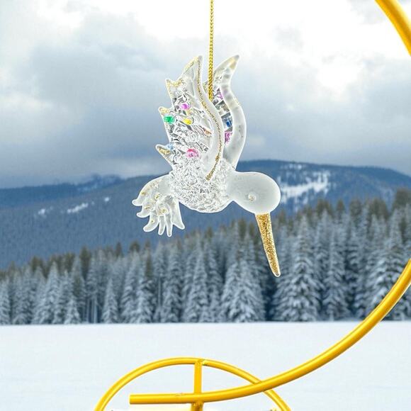 Vintage Hand Spun Glass Hummingbird Ornament 3.5" Original Box - Picture 1 of 9